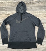 Nike Women&#39;s Therma-Fit Big Swoosh Hoodie Grey Fleece Lined Medium #576936-032 - £18.69 GBP