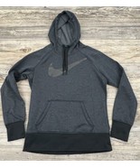 Nike Women&#39;s Therma-Fit Big Swoosh Hoodie Grey Fleece Lined Medium #5769... - £19.15 GBP
