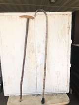 2 vtg walking stick canes primitive carved twig &amp; striped bentwood folk art lot  - $64.35