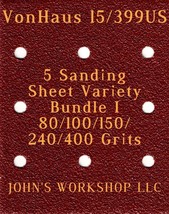 VonHaus 15/399US - 80/100/150/240/400 Grits - 5 Sandpaper Variety Bundle I - $4.99