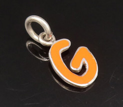 925 Sterling Silver - Vintage Orange Enamel Initial G Charm Pendant - PT21051 - £20.22 GBP