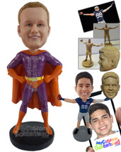 Personalized Bobblehead Superhero In Action Costume And Long Cape - Super Heroes - £72.72 GBP
