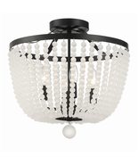 4 Light Matte Black Frosted Beads Ceiling Mount 16.5 Bohemian Eclectic S... - $524.69