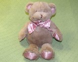 COCALO BABY TEDDY 16&quot; BEAR STUFFED ANIMAL TAN ROSE PINK RIBBON SOFT PLUS... - $13.50