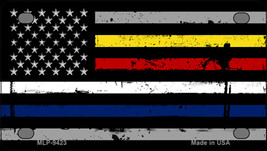 American Flag Police / Fire / EMS Novelty Mini Metal License Plate Tag - £11.93 GBP