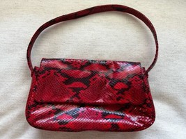Vintage Frenchy of California Handbag Shoulder Bag Snake Print Red Black - $36.77