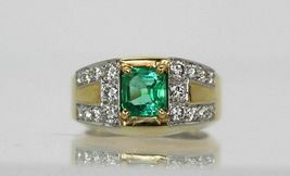 2.75Ct Princess Cut Emerald Diamond Engagement Ring 14K Two Tone Gold Finish - £89.08 GBP