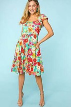 Haptics Floral Square Neck Short Sleeve Dress - £37.43 GBP