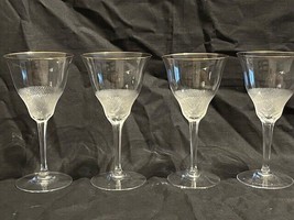 RARE. 4 Bohemian handmade MOSER Crystal wine glasses, Josef Hoffmann, go... - £131.56 GBP