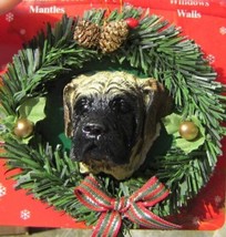 Wreath Xmas Ornament Mastiff Dog Breed Christmas Ornament Retired - £6.23 GBP