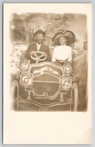 RPPC Man Woman Pikes Peak CO Studio Prop Car and Backdrop Photo Postcard V21 - $19.95