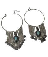 Set of 2 Turquoise Coral Stone Silver Tassel Necklace - $40.41 CAD