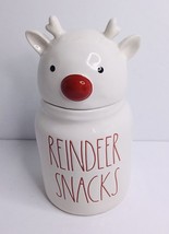 Rae Dunn “Reindeer Snacks“ Christmas Rudolph Baby Canister W Reindeer Topper - £16.41 GBP