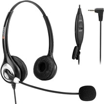 Phone Headset 2.5Mm With Noise Canceling Mic &amp; Mute Switch Ultra Comfort... - £46.38 GBP