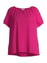 Peasant Top Pink Textured Ruffle Sleeves Pull Over Womens 1X Plus 16W-18W NEW - £5.49 GBP