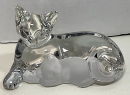 Lenox Mama Cat &amp; Kitten Fine Crystal Figurine Clear &amp; Frosted Crystal Ge... - £24.74 GBP