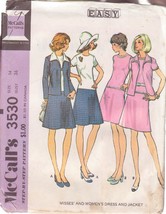 McCALL&#39;S PATTERN 3530 DATED 1973 SIZE 14 MISSES DRESS and JACKET - $3.00