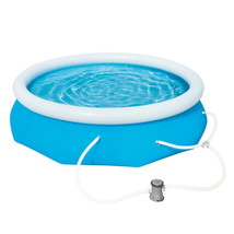 Fast Set 10’ X 30” round Inflatable Soft Sided above Ground Pool Set Summer Fun - £90.56 GBP