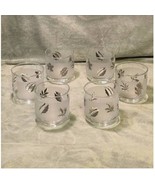 Vintage Libbey Frosted Silver Leaf Foilage Set of (6) 8oz Rocks Glasses - £38.57 GBP