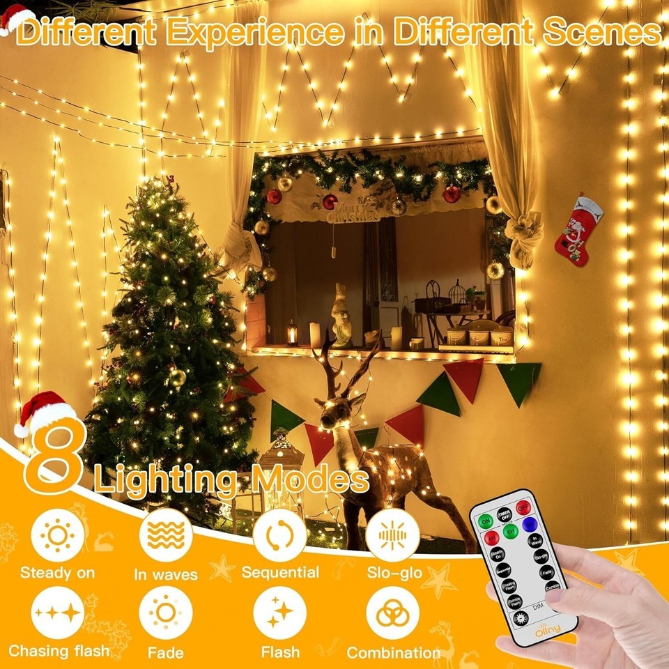 Outdoor & Indoor 1000 LED Christmas String Lights with Remote - 330 FT Warm Glow Item image 8