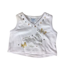 Build A Bear Butterfly Sleeveless Tank Top Shirt Silver Gold Sequins BAB - $17.02