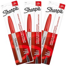 Sharpie Permanent Markers, Fine Point, Red Ink, Pack of 3 (30102) - £10.21 GBP