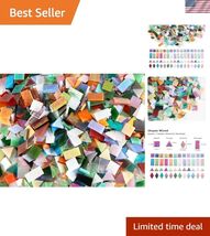 Iridescent Glass Mosaic Tiles Bulk, 4-Shapes 700 Pieces Sparkle Iridized... - $36.58