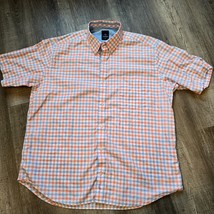 Tailorbyrd Shirt Mens Size Extra Large Orange Blue Plaid Short Sleeve Ca... - $29.94