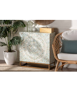 Sawyer Multicolor Mother of Pearl and Gold Metal Storage Cabinet - $575.38 CAD