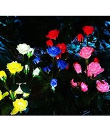2PC Solar Flower Garden Light 5-Head Rose For Pathway Yard Outdoor Decor... - €13,88 EUR