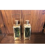 Pair of Vintage Handarbete Sweden Music Box Lantern  Glass Copper/Brass ... - $435.81 MXN