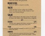 Chipotle Menu Pick Your Style Start Filling Pay Up Chow Down  - £10.82 GBP