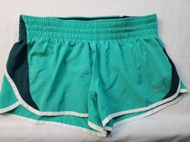Nike Dri Fit Shorts Womens Size Medium Green White Trim Elastic Waist Pu... - $10.03
