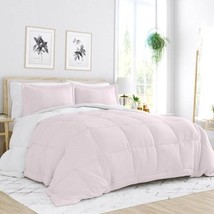 Twin/Twin XL 2-Piece Microfiber Reversible Comforter Set Blush Pink and White - $97.14