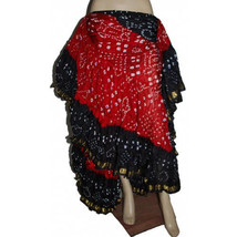 25Yard Tribal Gypsy Durga Skirt~Rich Red,Black&amp;Burgundys~ - £78.09 GBP