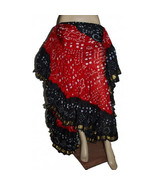 25Yard Tribal Gypsy Durga Skirt~Rich Red,Black&amp;Burgundys~ - $1,840.87 MXN