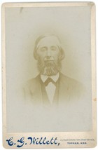 Antique Circa 1880s Cabinet Card Willett Older Man Shenandoah Beard Topeka, KS - £12.41 GBP
