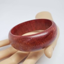 Red Wood Cuff Statement Bracelet Jewelry Chic Accessory Wooden Bangle - £11.67 GBP
