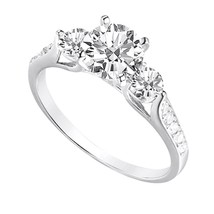 2.25Ct Round Cut 3-Stone Engagement Wedding Ring Solid 14K White Gold Plated - £63.52 GBP