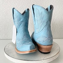 NEW Lane LEXINGTON Womens Cowboy Boots 8.5 Short Western Blue Leather Snip Toe - $222.75