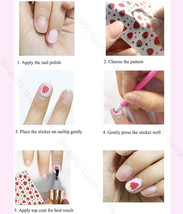 Nail art 3D stickers decal white pink red flowers flamingo purple heart CA470 - £2.56 GBP