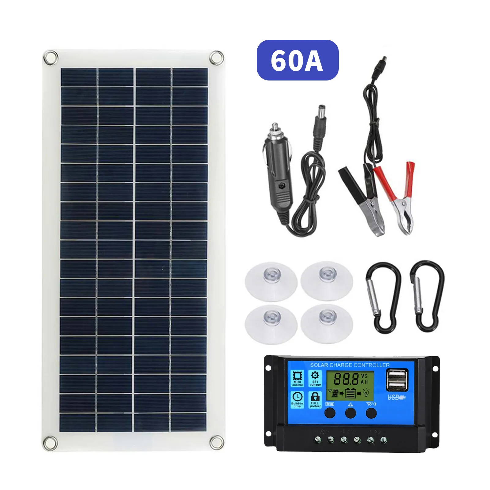 Portable Flexible Solar Panel Kit 300W 12/24V Switch USB Charging Interface Sola - £69.98 GBP