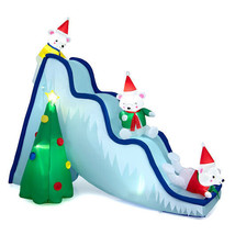 9 Feet Inflatable Polar Bear Slide Scene Decoration with LED Lights - $172.19