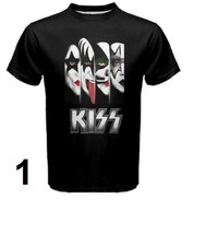 Man t-shirt with Kiss print rock style custom design cotton tee - £26.85 GBP