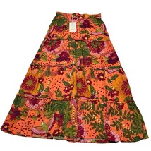 Joie Skirt Womens S Colorful Floral Satin Tiered Midi Tropical Vacation ... - $29.16