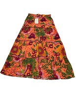 Joie Skirt Womens S Colorful Floral Satin Tiered Midi Tropical Vacation ... - $40.92 CAD