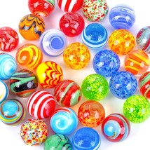 32Pcs Glass Marbles Bulk, 16Mm/0.6Inch Handmade Glass Marbles Colorful Assorted  - £15.84 GBP