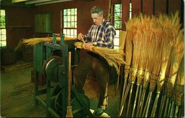 Broommaker at Old Sturbridge Village Massachusetts MA Chrome Postcard F1 - $2.92