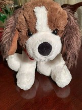 Brown and White Soft Puppy Plush Animal Sits 11 Inches High! - Cute Plush Toy - £4.73 GBP