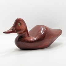 Vintage Carved Wood Decoy Duck Ornament, Signed G. Dunham, 1980s, Glass Eyes - £17.89 GBP